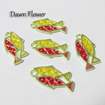 【D-0598】8pcs　さかな　24×13mm　イエロー＆レッド　チャーム