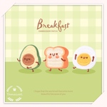 CX24 元気いっぱい　朝ご飯　スマホシール/刺繍アイロンワッペン 両用タイプ　3枚セット