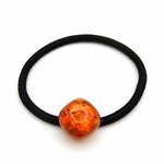 100％天然琥珀のヘアゴム 正方形 コニャック色 バルト産 グリッター No 2990A