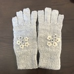 指先無し5本指手袋--ライトグレー、小花
