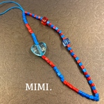 スマホストラップ❤️ビーズストラップ🔵レッド×ブルー/MIMI.