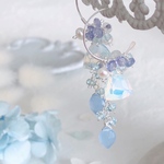 ＊再販＊【silver925】オパライト（ハイドロクォーツ）×ブルー天然石＊フープピアス