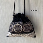 刺繍リボン巾着バッグ キルティング