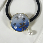 Blue White 雪の結晶　ヘアゴム　レジン