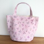 丸底トートバック✱くすみピンク花柄