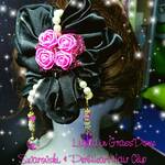 数量限定❣液体ガラスドーム プリンセス  ハート パール Big ヘアクリップ ブラック☓ピンク