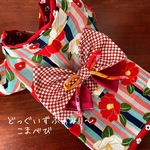 再販　犬服　和モダン　着物　水色縦縞