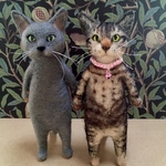no.69 ロシアンブルーとキジトラ猫さん　フェルト（予約品）