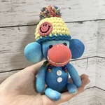 299【キーホルダー 青タイダイ】ソックモンキー
