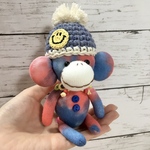 301【キーホルダー 青赤タイダイ】ソックモンキー
