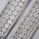 【50㎝カット済み】インド刺繍リボン　カラー　チュール　マーガレット【ファウンテンブルー】