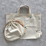 レッスンバッグ ꕤ チューリップ刺繍 × チェック柄