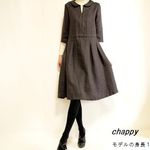 リネンワンピース（襟あり）　チャコール・M
