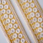 【65㎝カット済み】インド刺繍リボン　カラー　チュール　マーガレット【サンフラワー】