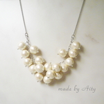 Blooming cotton pearl necklace＊コットンパール