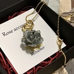 AliceGarden ダブルハート 銀の薔薇 ボールチェーンネックレス k16GP