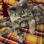 年末年始期間限定！鏡餅猫ちゃんになる！みかんブローチ付き♡ふわふわもこもこ猫のあったかマフラー　ハチワレとグレーちゃん定形外送料無料