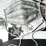 不織布マスクカバー（ツイードグレー×シルバー）