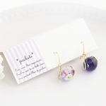 【受注作成】ひと粒のお花飴玉ピアス/イヤリング パープル