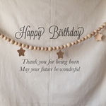 ウッドビーズ　ガーランド　クリスマス　お誕生日会　北欧　韓国スタイル　ナチュラル　レザー　おしゃれ　インテリア　木　本革　マクラメ