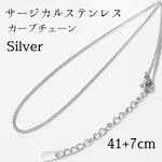 送料無料◆41+7cm サージカルステンレス カーブチェーンネックレスシルバー