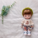 メルちゃん ソランちゃん　クマさんワッフルトレーナー＆お花スカートとベレー帽