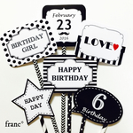 【kids size】*Black & White*BIRTHDAYフォトプロップス《ペーパーストロータイプ》★おしゃれなkidsの誕生日に★