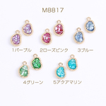 M8817-4   12個  レジンチャーム 不規則型チャーム シェルパウダー入り カン付き 10×16mm ゴールド 3X（4ヶ）