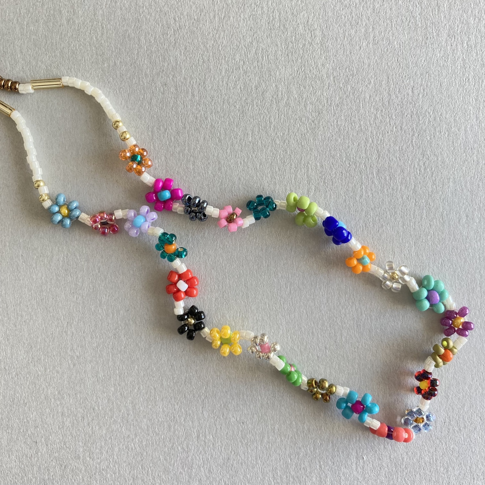 d802 flower motif ビーズネックレス d802 flower motif ビーズネックレス beads flower necklace ～ﾋﾞｰｽﾞ
