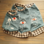 クマさんタンクトップ XSサイズ（完成品）犬服　ブルー