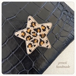 Star (Leopard)  星ブローチ(レオパード柄) ビーズ刺繍ブローチ