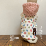 犬服　冬のお出かけ♪くすみピンクのあったかふわふわうさぎちゃんパーカー　