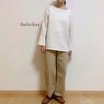 リネンウール　シンプルプルオーバー（off-white）