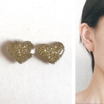 小粒ハートのキラキラピアス・イヤリング　赤・ピンク・ゴールド・シルバー　6mm