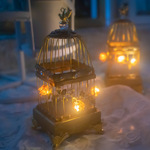 つる薔薇がぽっと灯る鳥籠 小物入れれのLEDランタンランプライト
