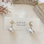 《 再販 》スター　ムーン　パール　ピアス　＊　星　月　デザインパール　キュービックジルコニア　お呼ばれ　結婚式　ウェディング　お洒落　  綺麗　プレゼント　プチギフト　ギフト　上品　大人可愛い