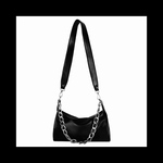 【Gottu_leather 斜め掛け ショルダー バッグ。】チェーン レザー ストリート ショルダー ウエストバッグ  病みかわいい メンヘラ ゴシック パンク ロック 量産型 ブラック 黒