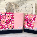 人気のお花柄（赤）にフリルがついたレッスンバッグ♡上履き入れ