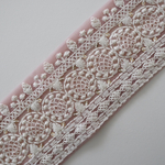 【1mカット済み】カラーチュール刺繍リボン   【ピンクパープル】