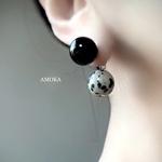 【大きめ】Dalmatian jasper &  Black onyx ピアス/イヤリング