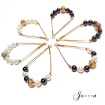 モノトーンカラー♡スワロパール♡フープ♡ピアス ❁*✲ﾟ*