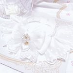 ラスト♡ロゼットケープ首輪💍ウェディングシリーズ💍フラワーホワイト♡ドットスカラップチュールレース♡ハートコットンパールチャーム♡