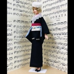 momokodoll サイズ　黒地にレースの着物セット