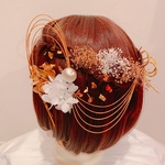 ☆金箔☆組紐アレンジ☆水引髪飾り☆成人式髪飾り☆結婚式☆白無垢☆和装☆袴ヘア☆卒業式髪飾り☆和装☆ゴールド☆畳縁☆水引髪飾り☆成人式☆髪飾り☆かすみ草☆リボン☆かすみ草☆ボブアレンジ☆