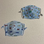 ブルーの恐竜と車のジュニア用立体マスクセット