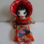 懐かしい文化人形　古布仕様の振袖姿