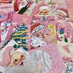 ピンククリスマスのポストカードセット＊葉書＊コラージュ素材＊メッセージカードにも♪
