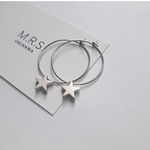 first star☆*大人の星アクセサリー/マットsilver/フープピアス