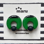 clay ▲ green×black ▲ studs ▲ ピアス/イヤリング　#89