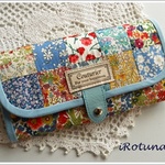 長財布　ブルー系リバティ生地